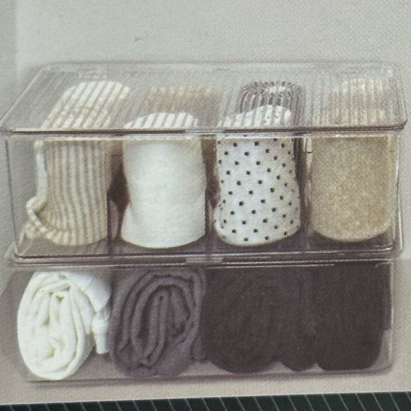 Clear & transparent acrylic plastic organizers with lid. Set of 2. NWT. - Picture 1 of 4